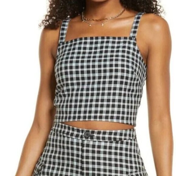 NWT BP by Nordstrom Mason Plaid Smocked Back Crop Top - Small - Picture 1 of 8